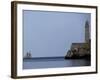 US-Flagged Vessel Amistad Nears the Port of Havana as it Passes the Morro Castle-null-Framed Photographic Print