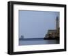 US-Flagged Vessel Amistad Nears the Port of Havana as it Passes the Morro Castle-null-Framed Photographic Print