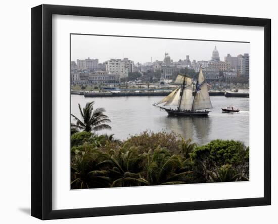 US-Flagged Vessel Amistad Nears the Port of Havana-null-Framed Photographic Print