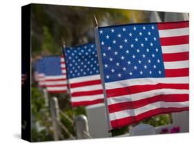 Us Flags Attached to a Fence in Key West, Florida, United States of America, North America-Donald Nausbaum-Stretched Canvas