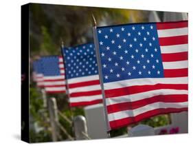 Us Flags Attached to a Fence in Key West, Florida, United States of America, North America-Donald Nausbaum-Stretched Canvas