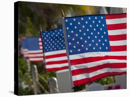 Us Flags Attached to a Fence in Key West, Florida, United States of America, North America-Donald Nausbaum-Stretched Canvas