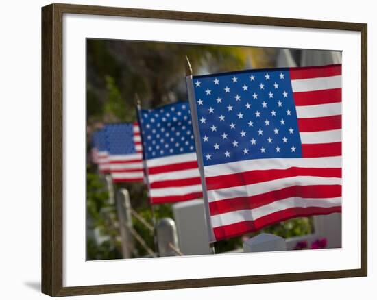 Us Flags Attached to a Fence in Key West, Florida, United States of America, North America-Donald Nausbaum-Framed Photographic Print