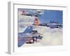 Us Flying Fortress B17 Bombers with Mustang Fighter Escort-null-Framed Giclee Print