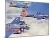 Us Flying Fortress B17 Bombers with Mustang Fighter Escort-null-Mounted Giclee Print