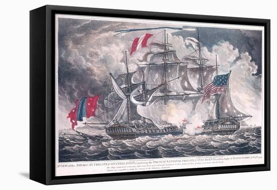 Us Frigate 'Constellation' Captures the 'L'Insurgente' in the West Indies at the Battle of Basseter-null-Framed Stretched Canvas