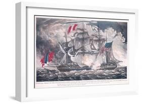 Us Frigate 'Constellation' Captures the 'L'Insurgente' in the West Indies at the Battle of Basseter-null-Framed Giclee Print