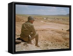 US General George S. Patton Watches Battle Between German and American Forces in El Guettar Valley-Eliot Elisofon-Framed Stretched Canvas
