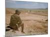 US General George S. Patton Watches Battle Between German and American Forces in El Guettar Valley-Eliot Elisofon-Mounted Premium Photographic Print