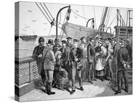 Us Government Health Officers on an Emigrant Ship, Quarantine Point, New York, 1887 (Engraving)-American-Stretched Canvas