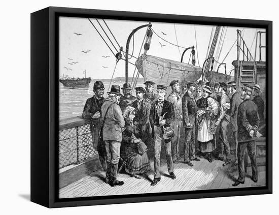 Us Government Health Officers on an Emigrant Ship, Quarantine Point, New York, 1887 (Engraving)-American-Framed Stretched Canvas