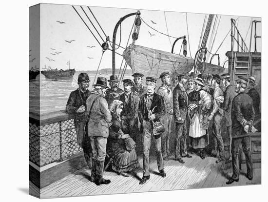 Us Government Health Officers on an Emigrant Ship, Quarantine Point, New York, 1887 (Engraving)-American-Stretched Canvas