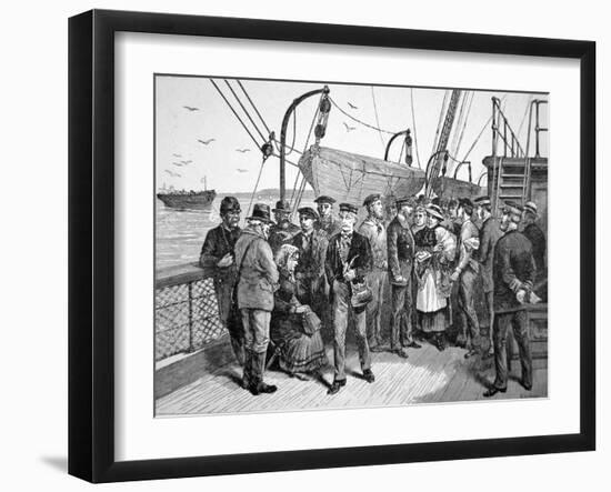 Us Government Health Officers on an Emigrant Ship, Quarantine Point, New York, 1887 (Engraving)-American-Framed Giclee Print