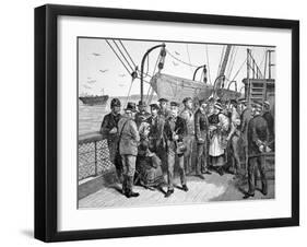 Us Government Health Officers on an Emigrant Ship, Quarantine Point, New York, 1887 (Engraving)-American-Framed Giclee Print