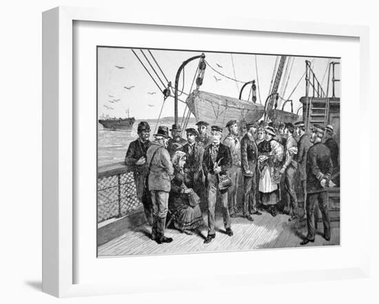 Us Government Health Officers on an Emigrant Ship, Quarantine Point, New York, 1887 (Engraving)-American-Framed Giclee Print