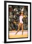 US Gymnast Ludmila Turishcheva Performing a Floor Exercise at the Summer Olympics-John Dominis-Framed Photographic Print