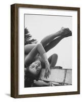 US Gymnast Muriel Davis Practicing at the National Gymnastic Clinic-Stan Wayman-Framed Photographic Print