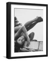 US Gymnast Muriel Davis Practicing at the National Gymnastic Clinic-Stan Wayman-Framed Photographic Print