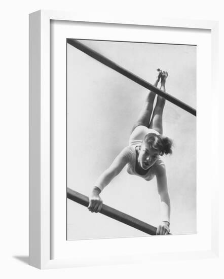 US Gymnast Muriel Davis Practicing at the National Gymnastic Clinic-Stan Wayman-Framed Photographic Print