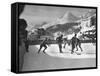 US Hockey Team Playing the Swiss at the Winter Olympics-null-Framed Stretched Canvas