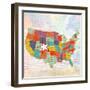 US    lower 48, states, us map-Robbin Rawlings-Framed Art Print
