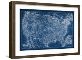 US Map Blueprint-Vision Studio-Framed Art Print