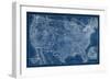 US Map Blueprint-Vision Studio-Framed Art Print