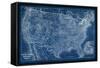 US Map Blueprint-Vision Studio-Framed Stretched Canvas