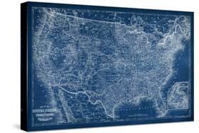 US Map Blueprint-Vision Studio-Stretched Canvas