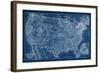 US Map Blueprint-Vision Studio-Framed Art Print