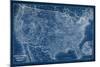 US Map Blueprint-Vision Studio-Mounted Art Print