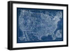 US Map Blueprint-Vision Studio-Framed Art Print