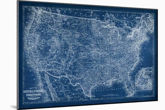 US Map Blueprint-Vision Studio-Mounted Art Print
