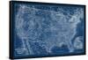 US Map Blueprint-Vision Studio-Framed Stretched Canvas