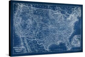 US Map Blueprint-Vision Studio-Stretched Canvas