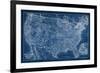 US Map Blueprint-Vision Studio-Framed Art Print