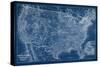 US Map Blueprint-Vision Studio-Stretched Canvas