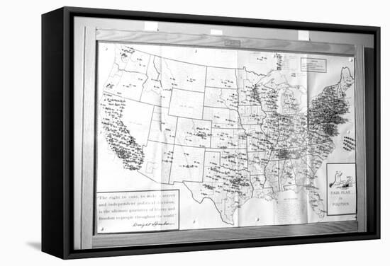 Us Map "Fair Play in Politics" Displaying Areas with Political Religious Bias, 1960-Walter Sanders-Framed Stretched Canvas
