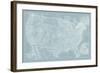 US Map on Aqua-Vision Studio-Framed Art Print