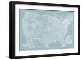 US Map on Aqua-Vision Studio-Framed Art Print