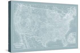 US Map on Aqua-Vision Studio-Stretched Canvas