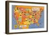 US Map Showing Harvey Hotels and Restaurants-null-Framed Art Print