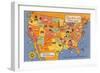 US Map Showing Harvey Hotels and Restaurants-null-Framed Art Print