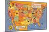 US Map Showing Harvey Hotels and Restaurants-null-Mounted Art Print