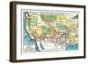 US Map Showing Harvey Hotels-null-Framed Art Print