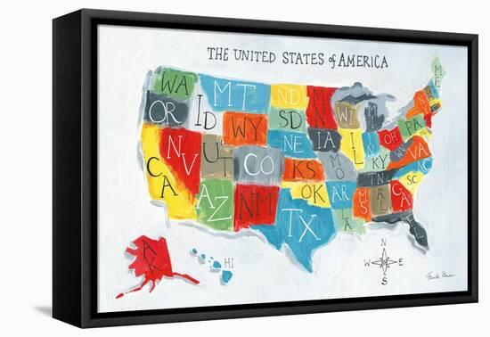US Map-Farida Zaman-Framed Stretched Canvas