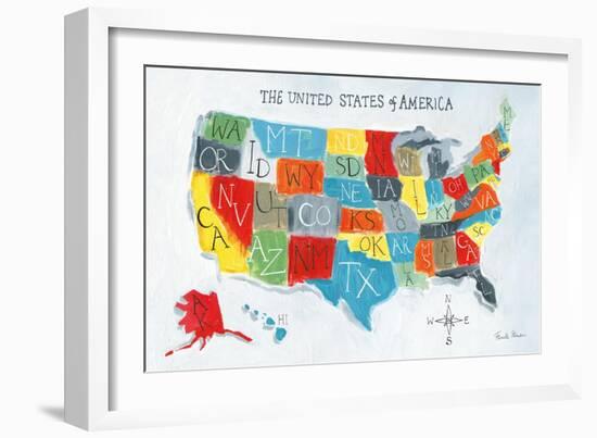 US Map-Farida Zaman-Framed Premium Giclee Print