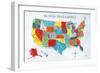 US Map-Farida Zaman-Framed Premium Giclee Print