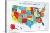 US Map-Farida Zaman-Stretched Canvas