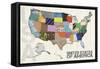US Map-Lauren Gibbons-Framed Stretched Canvas